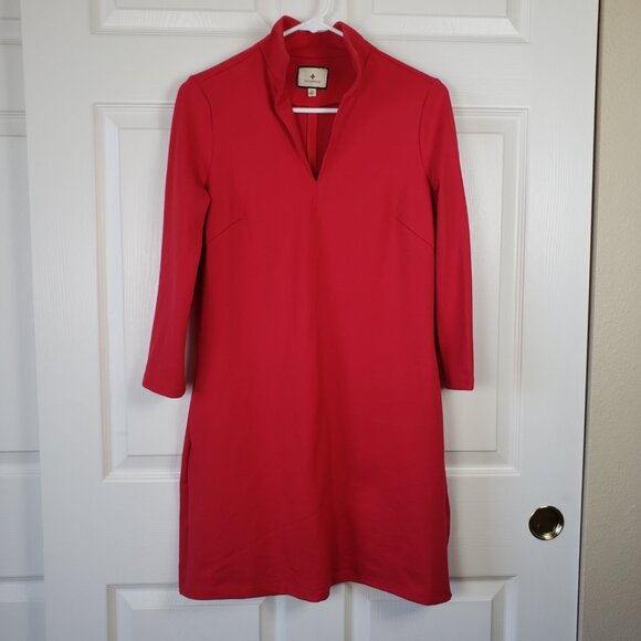 Tuckernuck Poppy Red Ponte Clifton Mini Quiet Luxury Dress 3/4 Sleeves. Size XS - Picture 2 of 7